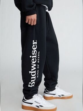 Budweiser By Pacsun  Men’s Black Sweatpants Jogger Size L Pockets USA